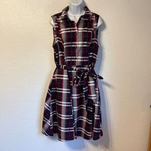 Torrid Red and Black Buttoned Tie Front Midi Dress